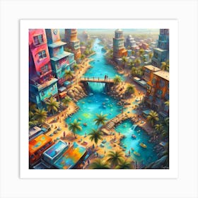 Homes In Paradise By The Water's Edge Art Print