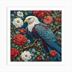 Eagle With Roses Art Print