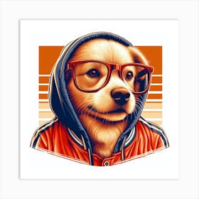 Dog With Glasses 3 Art Print