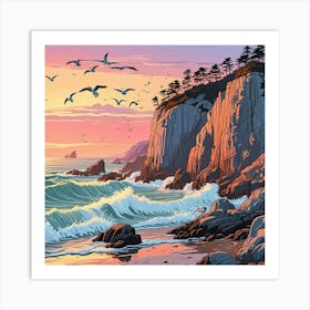 Ocean Sunset Beach Art Print (4) Art Print