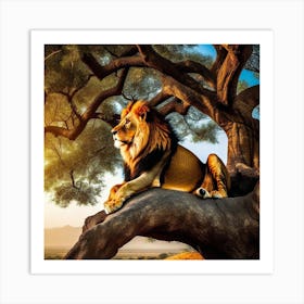 Lion In The Tree 16 Art Print