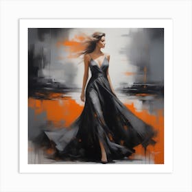 Woman In A Black Dress Art Print