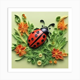 Ladybug Quilling Art Print