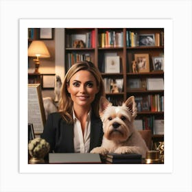 Portrait Of A Woman With A Dog Art Print