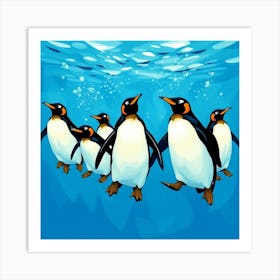 Penguins In The Water Art Print