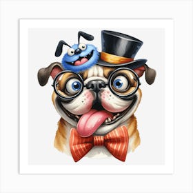 Bulldog In Top Hat 1 Affiche