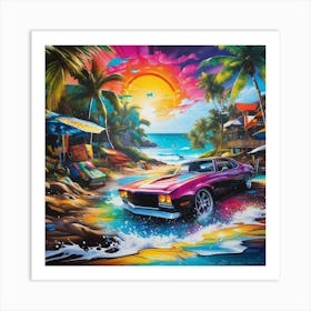 Car On The Beach 2 Art Print