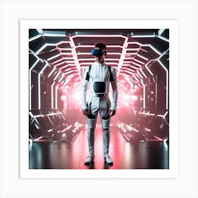 Futuristic Man In Virtual Reality 3 Art Print