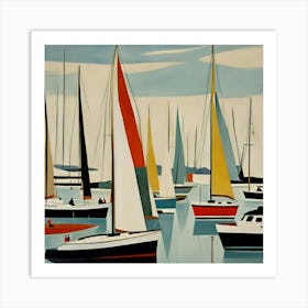 Sailboats In The Harbor Art Print