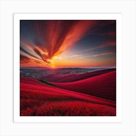 Sunset Over A Red Field Art Print