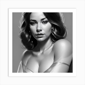 Black And White Portrait Of A Woman Art Print