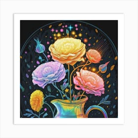 Luminous pastel flowers 7 Art Print