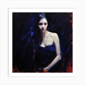 Woman In A Black Dress Art Print