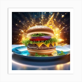 Burger With Fire Art Print