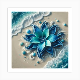 Blue Flower On The Sand Art Print