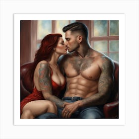 Kissing Couple Art Print