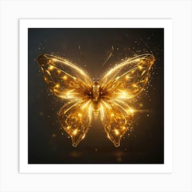 Default A Beautiful Butterfly Made Of Particles Of Golden Ligh 1 Art Print