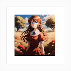 Anime Girl In A Field 2 Art Print