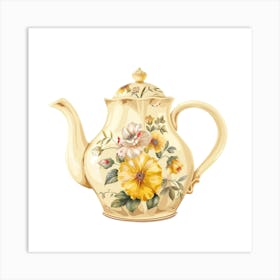 Teapot Porcelain Ceramic Floral Art Print