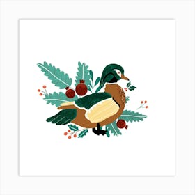 Christmas Duck Art Print