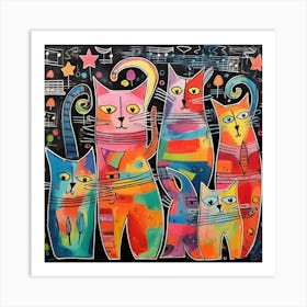 Cats And Music Art Print