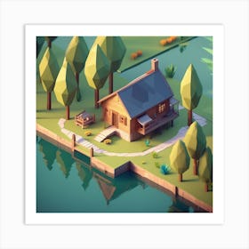 Low Poly House 3 Art Print