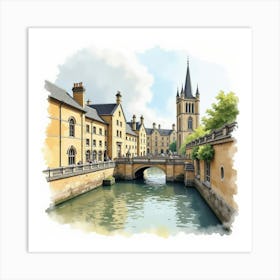 Exploring Historic Bath, Watercolor With Georgian Architecture 1 Art Print