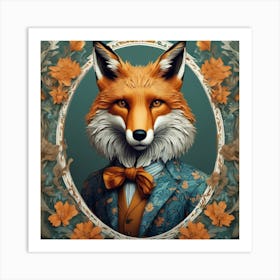 william morris inspired fox in a suit Art Print