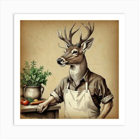 Chef Deer 2 Art Print