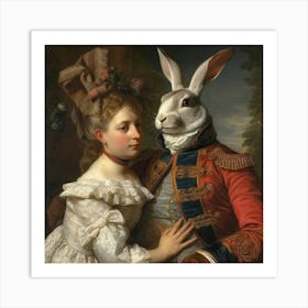 Girl And A Rabbit Art Print