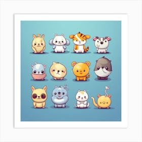 Kawaii Animals Art Print