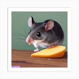 Surrealism Art Print | Mouse More Close To Cheese Art Print