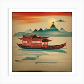 Chinese House On The Water Art Print