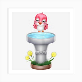 Water Fountain Bird Bath Clothes Forn Girls Cute Youth Art Print