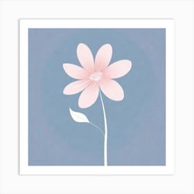 A White And Pink Flower In Minimalist Style Square Composition 206 Art Print