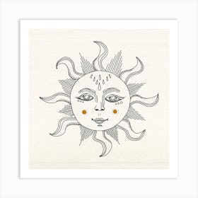 Sun Face Square Art Print