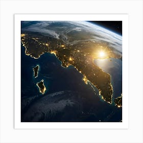 Earth At Night 4 Art Print