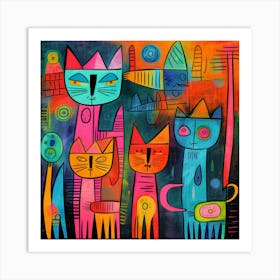 Cats On The Wall 1 Art Print