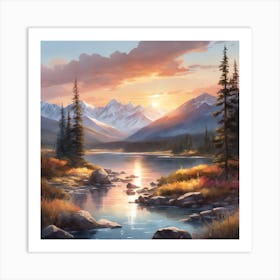 Sunset In The Mountains Art Print