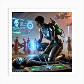 A Sci Fi Scene Showcasing Saren Deyra Medical Expertise Art Print