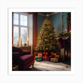 Christmas Tree In The Living Room 2 Art Print