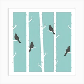 Crows On Birch Trees Art Print