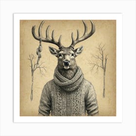 Deer In A Sweater Art Print