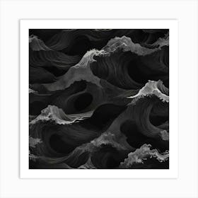 Waves In Black And White Art Print