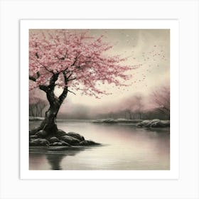 Cherry blossom on water Art Print