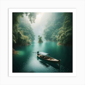 Boat In The Lake Art Print Art Print