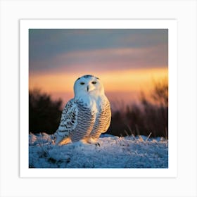 Firefly Majestic Snowy Owl In Serene Winter Sunrise 74383 (2) Art Print