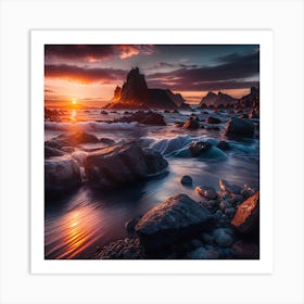 Sunset At The Beach Art Print