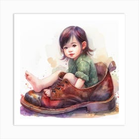 Little Girl In A Shoe Art Print