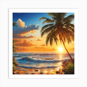 Sunset At The Beach Art Print